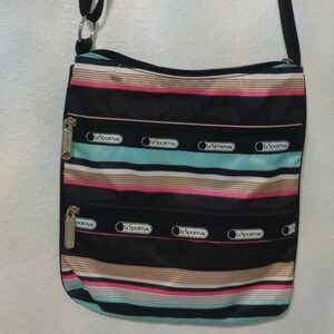 LeSportsac Women's Striped Crossbody Bag - Black and Multicolor